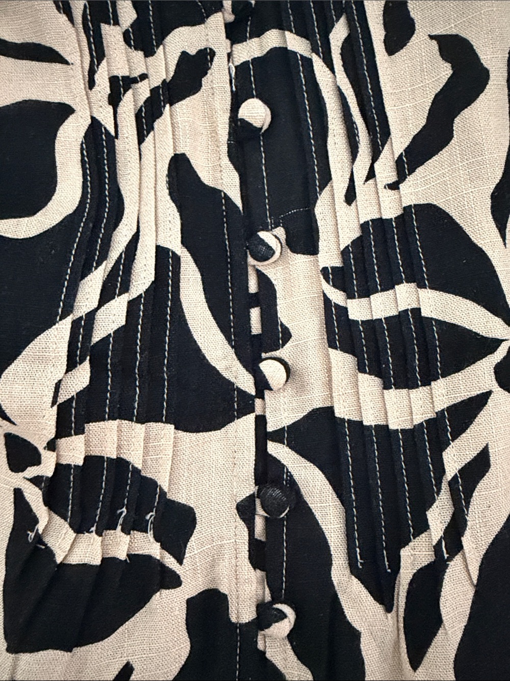 Sanctuary Black & Cream Abstract Ruffle Strap Tank - Picture 3 of 5